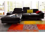 Ecksofa COTTA "Driver L-Form", schwarz, B:268cm H:73cm T:169cm, LEDER BEEFY (ein abgedecktes Spalt-Rindsleder) im Sitz und Rücken (Korpus in Kunstleder);Luxus-Kunstleder;Kunstleder SOFTLUX;Leder Pampas (echtes Rindsleder), Rückseite mit schwarzem Spannstoff bezogen, Sofas, Ecksofa, mit Kopfteilverstellung, wahlweise mit Bettfunktion & Bettkasten