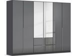 Drehtürenschrank OTTO HOME "Kleiderschrank Kleiderschränke Schrank Garderobe AGORDO mit Glasfront", grau (graumetallic, glas basalt), B:271cm H:210cm T:54cm, Holzwerkstoff, Schränke, Drehtürenschrank, mit Außenschubkästen, in 7 Breiten und 2 Höhen MADE IN GERMANY