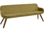 Essbank MUSTERRING "Tavia", grün (kiwi, wild, nussbaum), B:200cm H:87cm T:66cm, 100% PES, Sitzbänke, Essbank, Stativgestell Wildnussbaum massiv geölt, Breite 180, 200 oder 220 cm