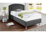 Boxspringbett, grau, B:134cm L:210cm, Bezug Unterbox und Kopfteil: Mikrovelours, strapazierfähig und pflegeleicht (100% Polyester);Bezug Obermatratze: 100% Polyester, waschbar bis 60C;Bezug Topper: 100% Polyester, waschbar bis 60C, WESTFALIA SCHLAFKOMFORT, Komplettbetten, Boxspringbett, mit Topper