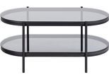 Couchtisch ACTONA GROUP, grau (rauch, matt schwarz, rauch), B:95cm H:42cm T:50cm, Tische, Couchtisch, tischplatte aus gehärtetem Rauchglas.Oval, 1 Ablage, B: 95 cm