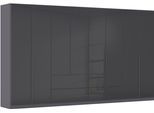 Drehtürenschrank OTTO HOME "Kleiderschrank Kleiderschränke Schrank Garderobe AGORDO mit Glasfront", grau (graumetallic, glas basalt), B:360cm H:229cm T:54cm, Holzwerkstoff, Schränke, Drehtürenschrank, mit Außenschubkästen, in 7 Breiten und 2 Höhen MADE IN GERMANY