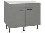 Spülenschrank OPTIFIT "Elga", grau (basaltgrau, basaltgrau), B:100cm H:87cm T:58,4cm, Holzwerkstoff, Schränke, Spülenschrank, mit Soft-Close-Funktion, höhenverstellbaren Füßen, Breite 100 cm