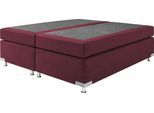 Boxspringbett "Holland", rot (bordeaux, rot), B:202cm L:201cm, Microvelours (100% Polyester), WESTFALIA SCHLAFKOMFORT, Komplettbetten, Boxspringbett, ohne Kopfteil, frei im Raum stellbar