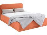 Polsterbett, orange (terrafarben), B:150cm L:210cm, Bezug Bett: wahlweise Microfaser (100% Polyester), Strukturstoff (77% Polyester, 23% Viskose) oder Kunstleder;Bonnell-Federkernmatratze: Mischgewebe (51% Polyprophlen, 39% Polyester, 10% Baumwolle);Kaltschaummatratze: Frottee (100% Polyester), Bezug abnehm- und waschbar bis 60C, WESTFALIA SCHLAFKOMFORT, Betten, Polsterbett, inkl. Bettkasten bei A