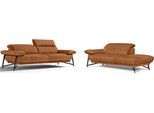 Sofa EGOITALIANO "Anais, Design mit hohem Sitzkomfort, Fußfarbe schattengrau", braun (brandy), Sofas, Luxus-Microfaser Lederoptik, Ottomane Armlehne links, Sofa, Set, Kopfteil verstellbar, Luxus-Microfaser Lederoptik, brandy