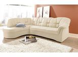 Ecksofa DOMO COLLECTION "Papenburg, zeitlose Rückensteppung, elegante Armlehne, L-Form", beige (creme), B:241cm H:84cm T:178cm, Kunstleder SOFTLUX;Luxus-Microfaser (100% Polyester);Struktur ( 90% Polyester, 10% Polyacryl);Microfaser PRIMABELLE (100% Polyester), Sofas, Ecksofa, mit Ottomane, wahlweise mit Bettfunktion