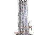 Vorhang WECKBRODT "Charlotte" Gr. 1, blau (blau, beige), B:135cm H:245cm, Polyester, Gardinen, Vorhang, Leinen, halbtransparent, floral, geblümt, Gardine, Store
