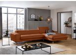 Ecksofa W.SCHILLIG "piedroo, Designsofa mit tollem Sitzkomfort, elegant und bequem, L-Form", braun (cognac z69), B:343cm H:70cm T:193cm, Longlife Xtra-Leder Z69: Das feinnarbige, gedeckte Softleder Z69 besticht durch seine außergewöhnliche Weichheit im trendigen »Vintage-Look«, Hautstärke 0, 9 - 1, 1 mm, Sofas, Ecksofa, Kopfteilverstellung, wahlweise mit Sitztiefenverstellung, Breite 343cm