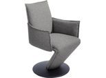 Drehstuhl K+W KOMFORT & WOHNEN "Drive", grau (lightgrau 85, drehteller in metall schwarz struktur), B:61cm H:94cm T:63cm, 775: Flachgewebe, 100% Polyester, Stühle, Drehstuhl, Sessel mit federnder Sitzschale, Drehteller in Metall schwarz Struktur