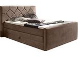 Boxspringbett HOME AFFAIRE "Atlanta", schwarz, B:160cm L:221cm, Kunststoff, Massivholz, Stoff, Komplettbetten, Boxspringbett, inklusive Topper und Bettkasten