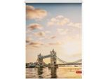 Seitenzugrollo LICHTBLICK ORIGINAL "Rollo Klemmfix, ohne Bohren, Verdunkelung, Tower Bridge - Rot Weiß", rot (rot, weiß, weiß), B:150cm H:70cm, Polyester, Rollos, Seitenzugrollo
