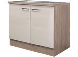 Spülenschrank FLEX-WELL "Nepal", braun (kaschmir glanz, sonoma eiche), B:100cm H:86cm T:60cm, Holzwerkstoff, Schränke, Spülenschrank, (B x H x T) 100 x 85/86 x 60 cm, inkl. Einbauspüle