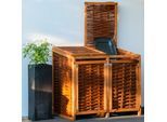 Mülltonnenbox DOBAR, braun (braun, dunkelbraun), B:125cm H:115cm T:80cm, Holzwerkstoff, Aufbewahrungsboxen, Mülltonnenbox, 2x120l, BxTxH: 125x80x115 cm