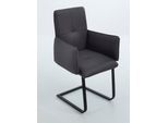 Freischwinger K+W KOMFORT & WOHNEN "6502", schwarz (schwarz, schwarz), B:61cm H:90cm T:62cm, Stühle, Freischwinger, Freischwinger mit Armlehnen, Flachstahlkufe in schwarz