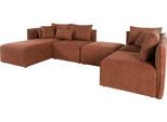 Wohnlandschaft OTTO HOME "Nöre U-Form", braun (cognac), B:340cm H:86cm T:172cm, Struktur fein (100% Polyester);Struktur (100% Polypropylene);Webstoff (100% Polyester);Samtoptik (100% Polyester);Luxus-Microfaser Lederoptik (100% Polyester);Baumwoll-/Leinenmix (60% Baumwolle/40% Leinen), Sofas, Wohnlandschaft, 5 Teile, in vielen Bezugsqualitäten und Farben s. auch "Nöre"