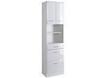 Hochschrank WELLTIME "Neapel", weiß, B:50cm H:193cm T:34cm, Holzwerkstoff, MDF, Schränke, Hochschrank, Breite 50 cm, mit Hochglanzfronten und eleganter Fräsung