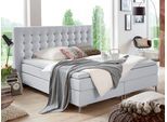 Boxspringbett "Anni", grau (hellgrau), B:180cm L:213cm, Bezug: Strukturstoff (100% Polyester);Bezug Matratzenspiegel: Jersey (100% Polyester);Bezug Topperspiegel: Jersey (100% Polyester), ATLANTIC HOME COLLECTION, Komplettbetten, Boxspringbett, mit Bonnell-Federkernmatratze und Topper