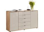 Kombikommode WIEMANN "Cardiff Sideboard, Wäscheschrank, teilmassiv Bianco-Eiche, Schubladen", braun, Bianco-Eiche,Front Glas Champagner, Eiche, Sideboards, Kombikommode, verschiedenen Ausführungen, inklusive Einlegeböden