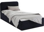 Polsterbett, schwarz, B:130cm L:210cm, Bezug Bett: wahlweise Microfaser (100% Polyester), Strukturstoff (77% Polyester, 23% Viskose) oder Kunstleder;Bonnell-Federkernmatratze: Mischgewebe (51% Polyprophlen, 39% Polyester, 10% Baumwolle);Kaltschaummatratze: Frottee (100% Polyester), Bezug abnehm- und waschbar bis 60C, WESTFALIA SCHLAFKOMFORT, Betten, Polsterbett, inkl. Bettkasten bei Ausführung mit