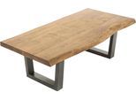 Couchtisch BYLIVING "Judy", braun (braun, schwarz), B:120cm H:45cm T:60cm, Tische, Couchtisch, aus Massivholz, mit natürlicher Baumkante, Breite 120 cm