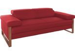 2-Sitzer W.SCHILLIG "finn", rot (ruby rot z59), B:210cm H:71cm T:106cm, Flachgewebe S22 (100% Polyester);Stoff S37 (100% Polyester);Longlife Xtra-Leder Z59: Glattleder mit modischer Prägung. Hautstärke 0, 9 - 1, 1 mm, Sofas, 2-Sitzer, German Design Award 2016, Fußgestell Nussbaum natur, Breite 210 cm