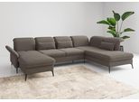 Wohnlandschaft SIT & MORE "Emely, inkl. Sitztiefenverstellung", braun (schlamm), B:359cm H:92cm T:231cm, 100% Polyester, Sofas, Wohnlandschaft, wahlweise mit Bettfunktion,Bettkasten,Kopf- & Armteilverstellung