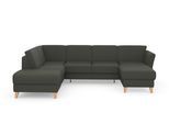 Wohnlandschaft SIT & MORE "Visby U-Form", grau (anthrazit), B:303cm H:87cm T:213cm, Sofas, Wohnlandschaft, wahlweise mit Bettfunktion und Stauraum, frei im Raum stellbar