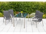 Garten-Essgruppe MERXX "Lucca", grau, Obermaterial: 100% Polyester. Füllung: 100% Polyester, Sitzmöbel-Sets, Garten-Essgruppe