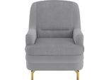 Sessel SIT & MORE "Orient", silber, B:74cm H:95cm T:97cm, 100% Polyester, Sessel, Sessel, inkl. 1 Zierkissen mit Strass-Stein, goldfabene Metallfüße
