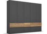 Drehtürenschrank RAUCH "Winnipeg", grau (graumetallic, eiche), B:226cm H:210cm T:56cm, Holzwerkstoff, Schränke, Drehtürenschrank, grifflose Front, Schubkästen m. Griffmulde, auch mit Beleuchtung