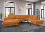 Wohnlandschaft SIT & MORE "Bendigo U-Form", gelb (curry), B:332cm H:84cm T:226cm, Sofas, Wohnlandschaft, inklusive Sitztiefenverstellung, Bodenfreiheit 12 cm, in 2 Fußfarben