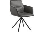 Polsterstuhl MUSTERRING "JustB SP500", grau (anthrazit), 1 Stk., Longlife Xtra-Leder Z69, nicht drehbar, Stühle, Polsterstuhl, mit Armlehne, wahlweise mit Drehfunktion, Stativgestell in schwarz