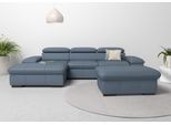 Ecksofa HOME AFFAIRE "Alberto L-Form", blau (graublau), B:286cm H:73cm T:174cm, Luxus-Microfaser Lederoptik (100% Polyester);Luxus-Microfaser ALTARA NUBUCK (100% Polyester);Luxus-Microfaser weich (90% Polyester, 10% Polyamid);Microfaser Antiklederoptik, Sofas, Ecksofa, mit Kopfteilverstellung, wahlweise mit Bettfunktion