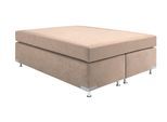 Boxspringbett "Holland", beige (sand), B:142cm L:201cm, Microvelours (100% Polyester), WESTFALIA SCHLAFKOMFORT, Komplettbetten, Boxspringbett, ohne Kopfteil, frei im Raum stellbar