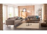 2-Sitzer HOME AFFAIRE "Lasse", braun, B:198cm H:84cm T:89cm, Filzoptik (100% Polyester);Luxus-Microfaser (100% Polyester);Struktur fein( 100% Polyester), Sofas, 2-Sitzer, im scandinavischem Stil mit Holzfüßen