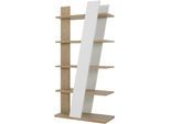 Bücherregal GAMI, braun (eiche nachbildung, weiß lackiert), B:90cm H:187cm T:40cm, Holzwerkstoff, Regale, Bücherregal, Praktische Bibliothek oder Raumtrennung
