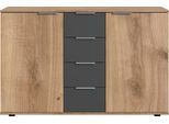 Kombikommode WIMEX "Valencia", grau (plankeneiche nachbildung, graphit), B:130cm H:83cm T:41cm, Holzwerkstoff, Sideboards, Kombikommode