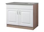 Spülenschrank WIHO KÜCHEN "Tilda", weiß (front: kassette weiß, korpus: sonoma eiche), B:100cm H:85cm T:50cm, MDF, Schränke, Spülenschrank, in 2 Tiefen erhältlich