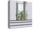 Falttürenschrank WIMEX "Oxford by fresh to go, in der Breite 200cm, in 2 Höhen erhältlich", weiß, Schränke, Kinder, Weiß, B/H/T: 200cm x 216cm x 58cm, Schubladen: 6 Stk. Türen: 4 Stk. mit Spiegel, Holzwerkstoff, Falttürenschrank, mit hochwertigen Falttüren für den perfekten Überblick, B:200cm H:216cm T:58cm