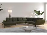 Wohnlandschaft OTTO HOME "Mikado U-Form", grün (dunkelgrün), B:376cm H:88cm T:297cm, 100% Polyester, Sofas, Wohnlandschaft, inkl. Sitztiefenverstellung und Armteilverstellung