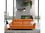 2-Sitzer EGOITALIANO "Gaia, modern, elegant und super komfortabel mit hoher Rückenlehne", orange, B:220cm H:96cm T:93cm, Leder »BULL« (echtes Rindsleder). Geschliffenes, pigmentiertes und behandeltes Rindsleder mit einer Dicke von 1, 3-1, 5 mm. Dieses Leder zeigt eine ziemlich weiche Hand mit einem halb undurchsichtigen Aussehen. Es handelt sich um ein geschütztes Leder. Eine leichte Deckschicht s
