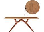Esstisch SIT, braun (natur, antikbraun, antikbraun, natur), B:240cm H:73cm T:100cm, Platte recyceltes Teak, Gestell Metall, Tische, Esstisch, mit rustikaler Oberfläche
