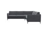 Ecksofa FLEXLUX "Fiore, L-Form, bequem und komfortabel durch hochwertigem Sitzaufbau", grau (soft grau), B:249cm H:85cm T:92cm, 100% Polyester, Sofas, Ecksofa, schmale Armlehnen, Kaltschaum, Füße Alu+schwarz