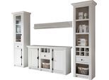 Wohnwand HOME AFFAIRE "California", weiß (pinie weiß), B:293cm, Kastenmöbel-Sets, Wohnwand, bestehend aus Standregal, Vitrine, Sideboard, Wandregal