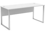 Schreibtisch INNOSTYLE "Schreibtisch Santorin, 170/77/73 cm ( B/H/T)", weiß, silber matt, weiß, B:170cm H:77cm T:73cm, Tische, Schreibtisch, Tischplatten: kratzfest und wasserfest