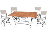 Garten-Essgruppe GARDEN PLEASURE "TRIEST", braun (braun, beige, schwarz, beige, schwarz), B:290cm H:89cm T:150cm, FSC-zertifiziertes Massivholz, Kunststoff, Stahl, Sitzmöbel-Sets, Garten-Essgruppe, mit leicht ausziehbarem Tisch
