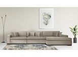 Ottomane HOME AFFAIRE "Skara L-Form", beige (dunkelbeige), B:310cm H:86cm T:100cm, 100% Polyester, Sofas, Ottomane, Lounge-Sofa mit Federkernpolsterung, in vielen Bezugsvarianten