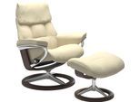 Relaxsessel STRESSLESS "Ruby", beige (vanilla paloma), B:78cm H:100cm T:76cm, Leder PALOMA: durchgefärbtes Semianilin-Möbelleder;Leder BATICK: durchgefärbtes und genarbtes Möbelleder, Sessel, Relaxsessel, mit Signature Base, Größe M, Gestell Eiche, Wenge, Braun & Schwarz