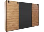 Schwebetürenschrank WIMEX "Malmö, Kleiderschrank wahlweise mit oder ohne Spiegel", grau (plankeneiche, graphit), B:270cm H:210cm T:65cm, Holzwerkstoff, Schränke, Schwebetürenschrank, Kleiderschrank im Industrial Design, 225 oder 270cm breit